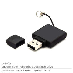 Custom Printed Square Black Rubberized USB Flash Drives | Logo Branding Corporate Gift | UAE Delivery | Yalla Printing UAE