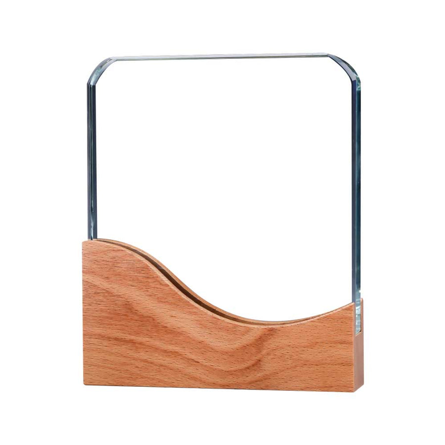 Custom Printed Square Crystal Awards With Wooden Base | Exhibitions, Conferences, Corporate Events | Yalla Printing UAE