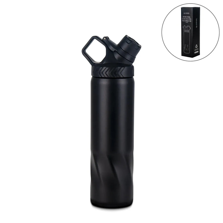 Stainless Steel Water Bottles in Black Matte, Double Wall, 620ml