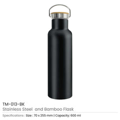 Custom Printed Stainless Steel Bamboo Flask | Logo Branding Corporate Gift | UAE Delivery | Yalla Printing UAE