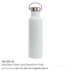 Custom Printed Stainless Steel Bamboo Flask | Logo Branding Corporate Gift | UAE Delivery | Yalla Printing UAE