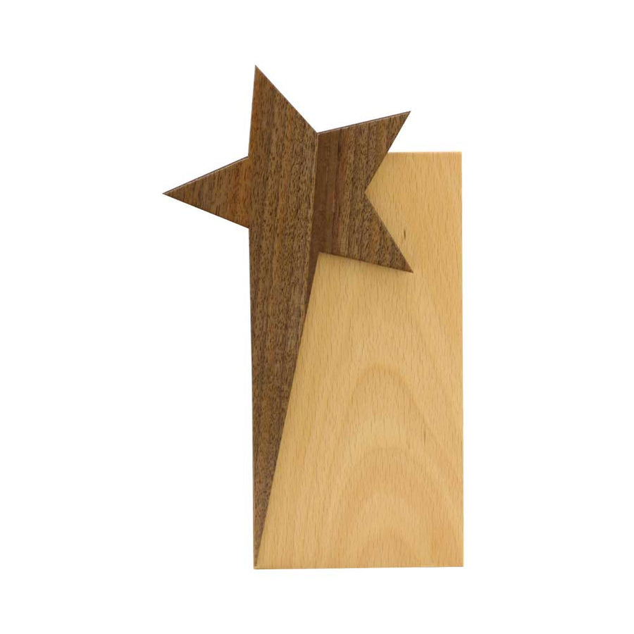 Star Design Wooden Trophy | Corporate Recognition Gift – Yalla Printing UAE