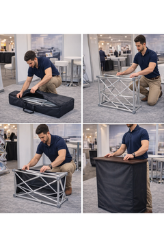 Custom Printed Fabric Velcro Table 100 x 100 cm – Satin Fabric Single Side Print with Velcro Installation and Rectangle Table Top | Professional Business Printing | Free Design Support | Yalla Printing UAE