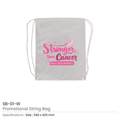 Custom Printed String Bags With Breast Cancer Awareness Logo | Custom Branded Bag | UAE Delivery | Yalla Printing UAE