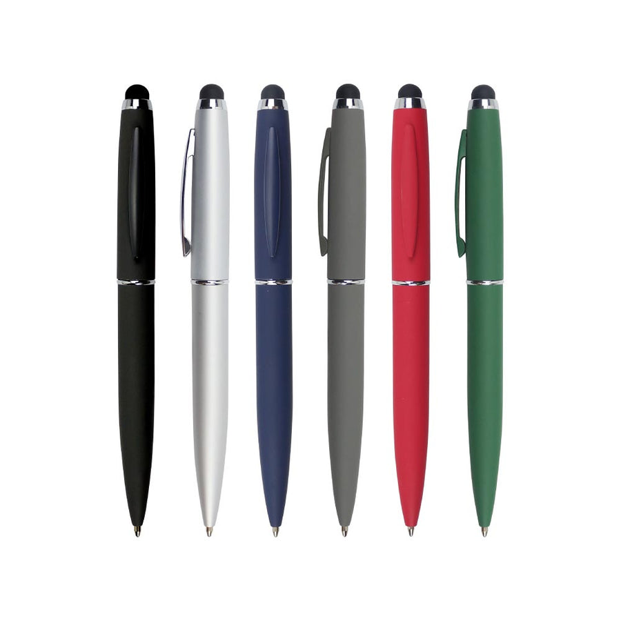 Custom Printed Stylus Metal Pens Rubberized & Twist - Action - Stainless Steel | Logo Branding Corporate Gift | UAE Delivery | Yalla Printing UAE