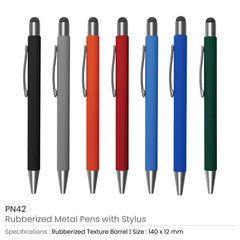 Custom Printed Rubberized Stylus Metal Pens - Stainless Steel | Logo Branding Corporate Gift | UAE Delivery | Yalla Printing UAE