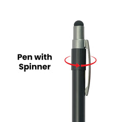 Custom Printed Stylus Metal Spinner Pens - Push Button (Blue Ink) - Stainless Steel | Logo Branding Corporate Gift | UAE Delivery | Yalla Printing UAE