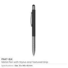 Custom Printed Stylus Metal Pens With Textured Grip - Stainless Steel | Logo Branding Corporate Gift | UAE Delivery | Yalla Printing UAE