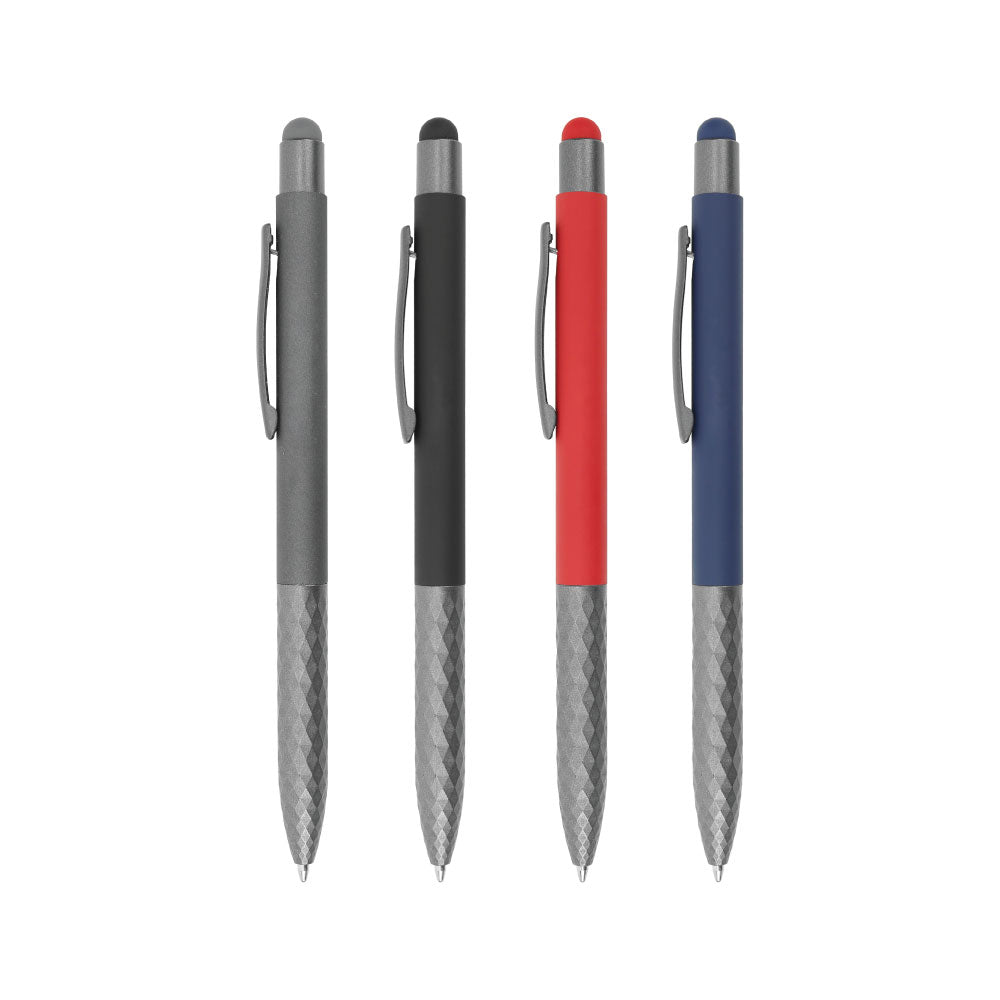 Custom Printed Stylus Metal Pens With Textured Grip - Stainless Steel | Logo Branding Corporate Gift | UAE Delivery | Yalla Printing UAE
