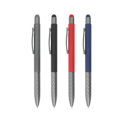 Custom Printed Stylus Metal Pens With Textured Grip - Stainless Steel | Logo Branding Corporate Gift | UAE Delivery | Yalla Printing UAE