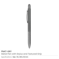 Custom Printed Stylus Metal Pens With Textured Grip - Stainless Steel | Logo Branding Corporate Gift | UAE Delivery | Yalla Printing UAE