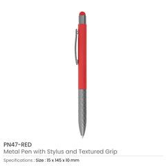 Custom Printed Stylus Metal Pens With Textured Grip - Stainless Steel | Logo Branding Corporate Gift | UAE Delivery | Yalla Printing UAE
