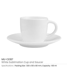 Custom Printed Sublimation Cup And Saucer - Ceramic | Logo Branding Corporate Gift | UAE Delivery | Yalla Printing UAE