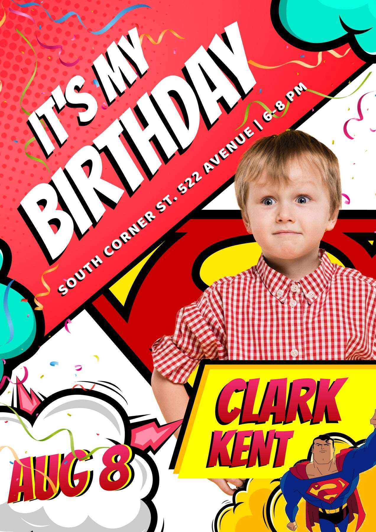 "Superman Birthday Banner: Personalized with Your Picture and Iconic Superman Design!" - Yalla Printing