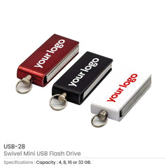 Custom Printed Mini Swivel USB Flash Drives | Logo Branding Corporate Gift | UAE Delivery | Yalla Printing UAE