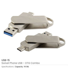 Custom Printed Swivel Phone USB Otg Combo - Portable Structure | Logo Branding Corporate Gift | UAE Delivery | Yalla Printing UAE