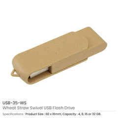 Custom Printed Wheat Straw Swivel USB Flash Drives | Exhibitions, Conferences, Corporate Events | Yalla Printing UAE
