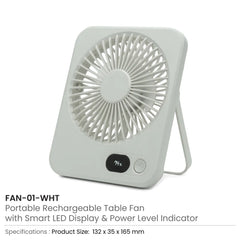 Rechargeable Table-Top Fan with Rotating Desk Stand, Compact & Portable, Type-C