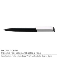 Custom Printed Tag Green Anti - Bacterial Pens | Logo Branding Corporate Gift | UAE Delivery | Yalla Printing UAE