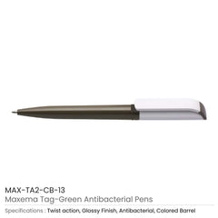Custom Printed Tag Green Anti - Bacterial Pens | Logo Branding Corporate Gift | UAE Delivery | Yalla Printing UAE
