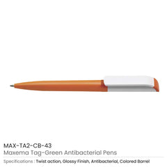 Custom Printed Tag Green Anti - Bacterial Pens | Logo Branding Corporate Gift | UAE Delivery | Yalla Printing UAE