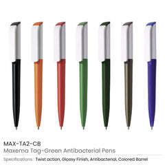 Custom Printed Tag Green Anti - Bacterial Pens | Logo Branding Corporate Gift | UAE Delivery | Yalla Printing UAE