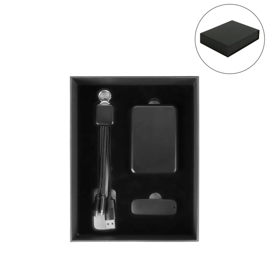 Premium Corporate Tech Gifts In Black Magnetic Closure Gift Box