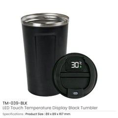 Custom Printed Temperature Display Black Tumblers In Ss 510Ml | Logo Branding Corporate Gift | UAE Delivery | Yalla Printing UAE