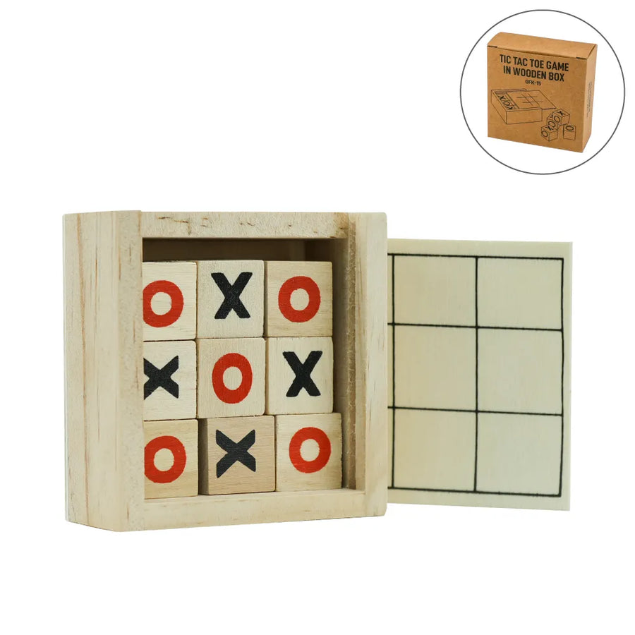 Custom Printed Tic - Tac - Toe Wooden Board Game With Slide Storage Box - 9 Wooden Cubes | Exhibitions, Conferences, Corporate Events | Yalla Printing UAE