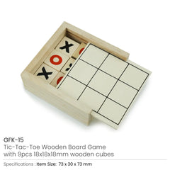 Custom Printed Tic - Tac - Toe Wooden Board Game With Slide Storage Box - 9 Wooden Cubes | Exhibitions, Conferences, Corporate Events | Yalla Printing UAE