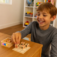 Custom Printed Tic - Tac - Toe Wooden Board Game With Slide Storage Box - 9 Wooden Cubes | Exhibitions, Conferences, Corporate Events | Yalla Printing UAE