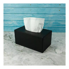 Custom Printed Tissue Box In Pu Leather Material Black Color | Custom Packaging Printing | Free Design Support | Yalla Printing UAE