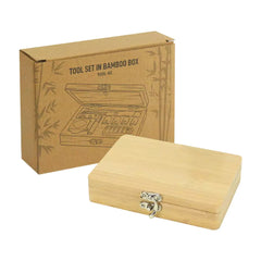 Custom Printed Tool Kit In Bamboo Box With Silver Lock - Bamboo | Custom Packaging Printing | Free Design Support | Yalla Printing UAE