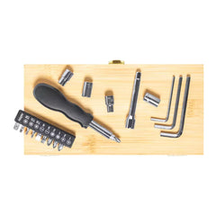 Tool Set in Bamboo Box with Silver Lock | Custom Packaging Printing | Free Design Support | Yalla Printing UAE