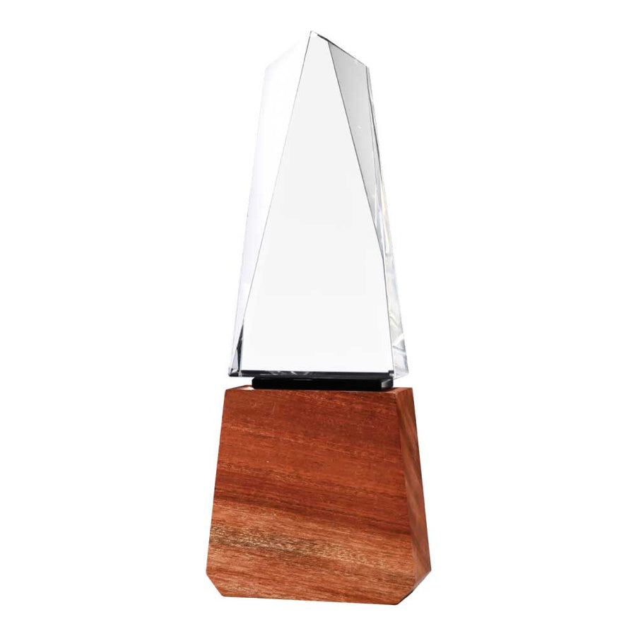 Crystal Award with Wooden Base | Corporate Recognition Gift – Yalla Printing UAE