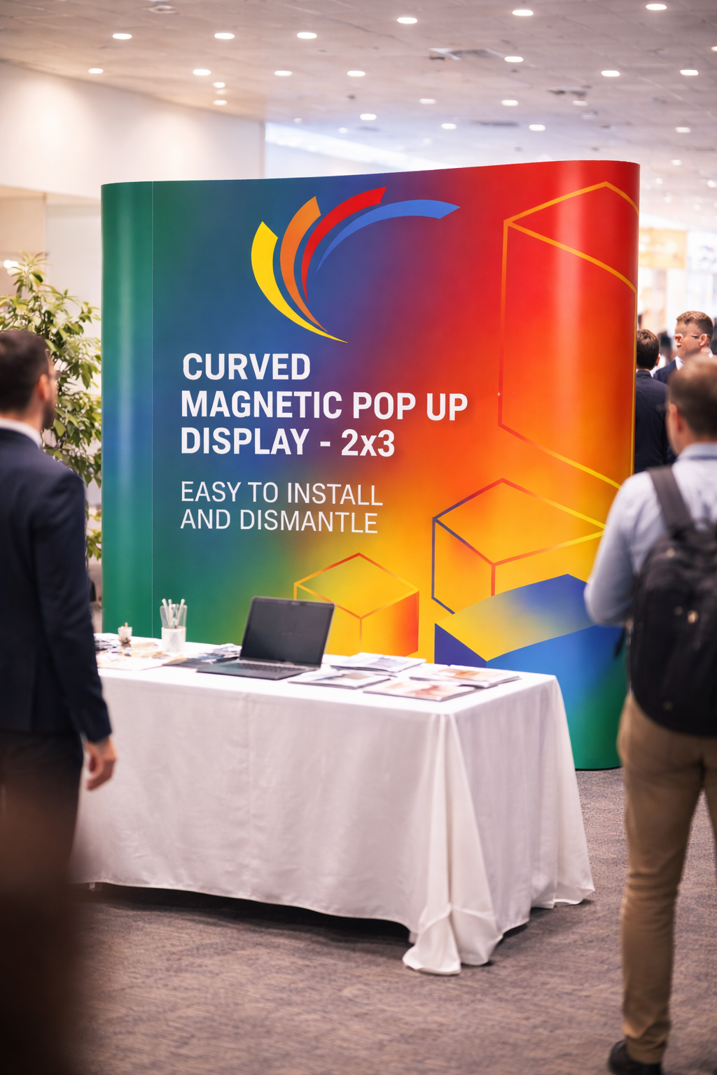 Custom Printed Magnetic Curved Pop Up Stand 2 x 3 with Foldable Structure & Carry Bag – Premium Vinyl Printed Exhibition Backdrop Display | Magnet Panel System for Events, Trade Shows, Retail Promotions & Corporate Branding | Yalla Printing UAE