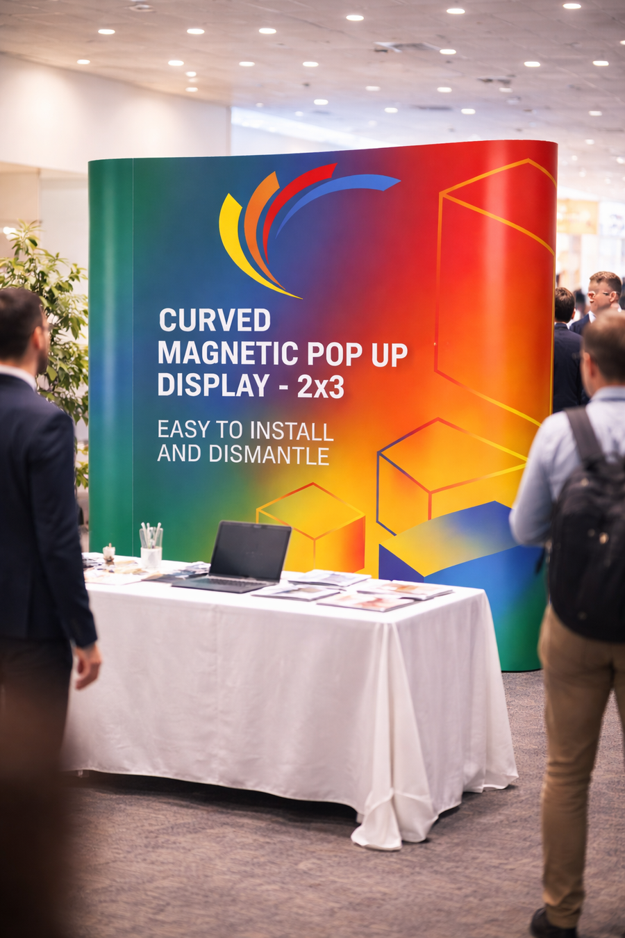 Custom Printed Magnetic Curved Pop Up Stand 2 x 3 with Foldable Structure & Carry Bag – Premium Vinyl Printed Exhibition Backdrop Display | Magnet Panel System for Events, Trade Shows, Retail Promotions & Corporate Branding | Yalla Printing UAE