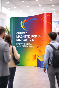 Custom Printed Magnetic Curved Pop Up Stand 2 x 3 with Foldable Structure & Carry Bag – Premium Vinyl Printed Exhibition Backdrop Display | Magnet Panel System for Events, Trade Shows, Retail Promotions & Corporate Branding | Yalla Printing UAE