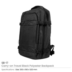 Custom Printed Travel Backpacks In Black Polyester Material - Premium Polyester Fabric | Premium Signage & Display Printing | Free Design Support | Yalla Printing UAE