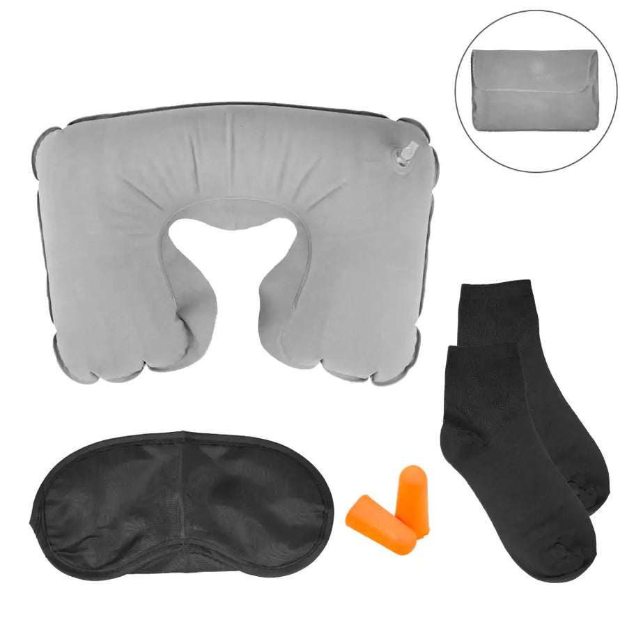 Caps & Headwear – Travel Essential Set in Black Pouch | Corporate Gifts & Promotions – Yalla Printing UAE