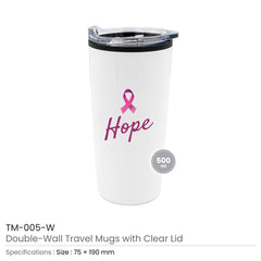 Custom Printed Travel Mugs With Breast Cancer Awareness Logo | Logo Branding Corporate Gift | UAE Delivery | Yalla Printing UAE