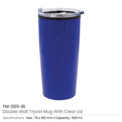 Custom Printed Double - Wall Travel Mugs With Clear Lid - Stainless Steel | Exhibitions, Conferences, Corporate Events | Yalla Printing UAE