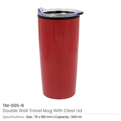 Custom Printed Double - Wall Travel Mugs With Clear Lid - Stainless Steel | Exhibitions, Conferences, Corporate Events | Yalla Printing UAE