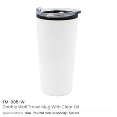 Custom Printed Double - Wall Travel Mugs With Clear Lid - Stainless Steel | Exhibitions, Conferences, Corporate Events | Yalla Printing UAE