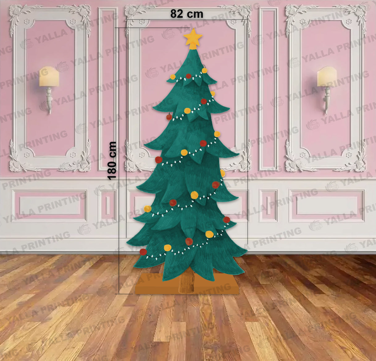 180 cm Christmas Tree Standee – Large Foam Board Cutout | Festive Decoration Prop | Yalla Printing UAE