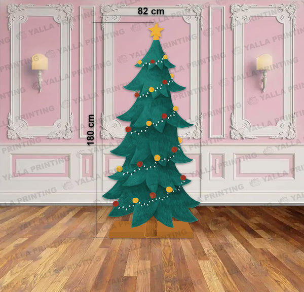 180 cm Christmas Tree Standee – Large Foam Board Cutout | Festive Decoration Prop | Yalla Printing UAE