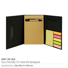 Custom Printed Tri - Fold Notepad With Sticky Notes, Pen, Card Slot And Ruler A6 | Professional Business Printing | Free Design Support | Yalla Printing UAE