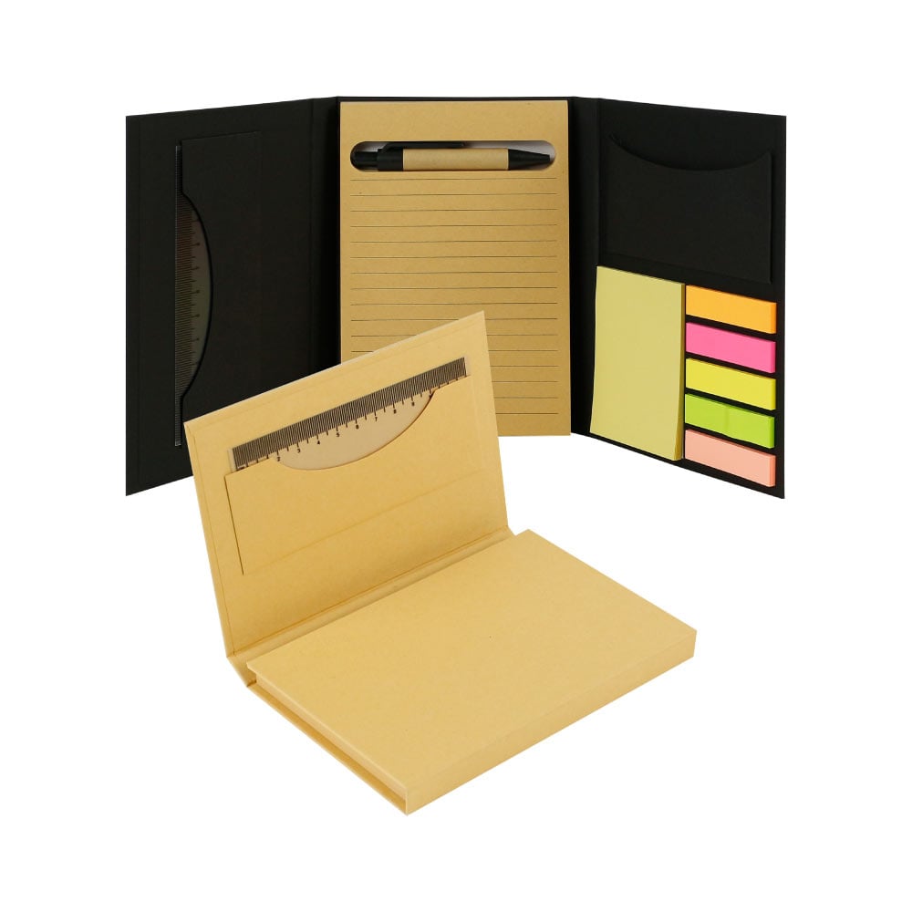 Custom Printed Tri - Fold Notepad With Sticky Notes, Pen, Card Slot And Ruler A6 | Professional Business Printing | Free Design Support | Yalla Printing UAE