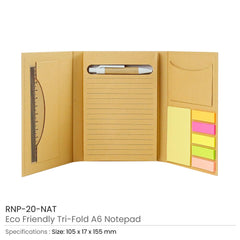 Custom Printed Tri - Fold Notepad With Sticky Notes, Pen, Card Slot And Ruler A6 | Professional Business Printing | Free Design Support | Yalla Printing UAE