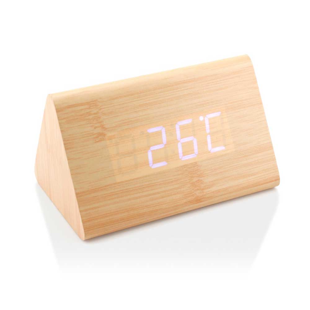 Custom Printed Triangular Wooden Desk Clock | Logo Branding Corporate Gift | UAE Delivery | Yalla Printing UAE